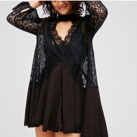 Black Secret Origins Lace Pieced Tunic DRESS NEW - Picture 2 of 6